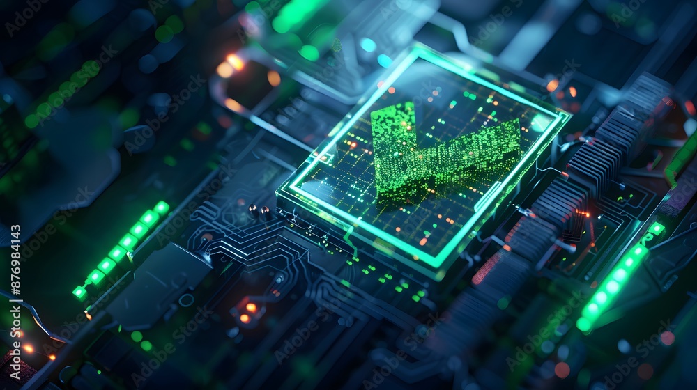 Close-up of a glowing green checkmark symbol on a black intricate circuit board, representing network security and digital verification. Close-up of a glowing green checkmark symbol on a black intricate circuit board, representing network security and digital verification.