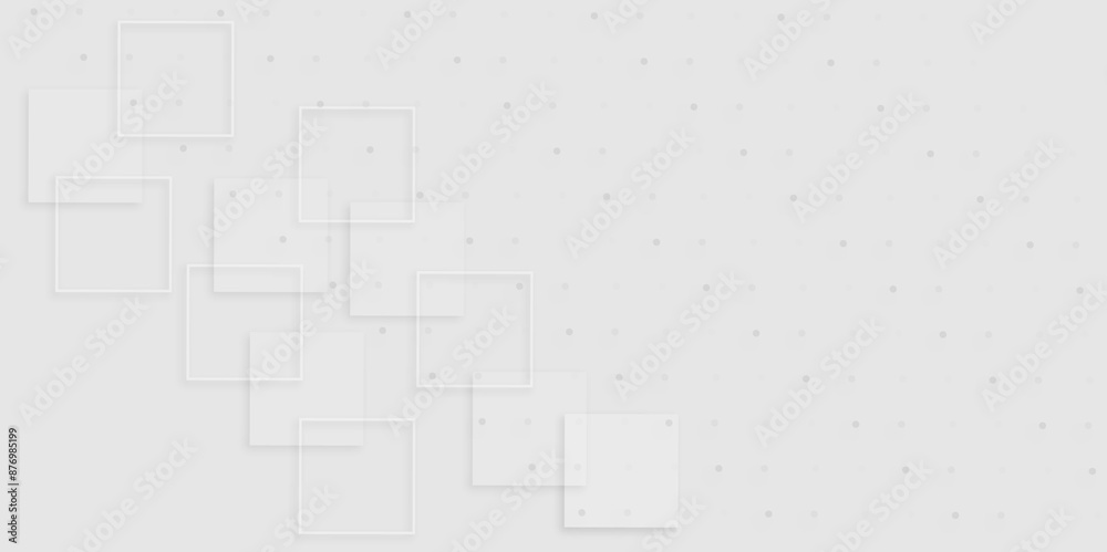 Fototapeta premium White color technology concept geometric line vector background. Abstract white and gray background design white transparent material in triangle and squares shapes