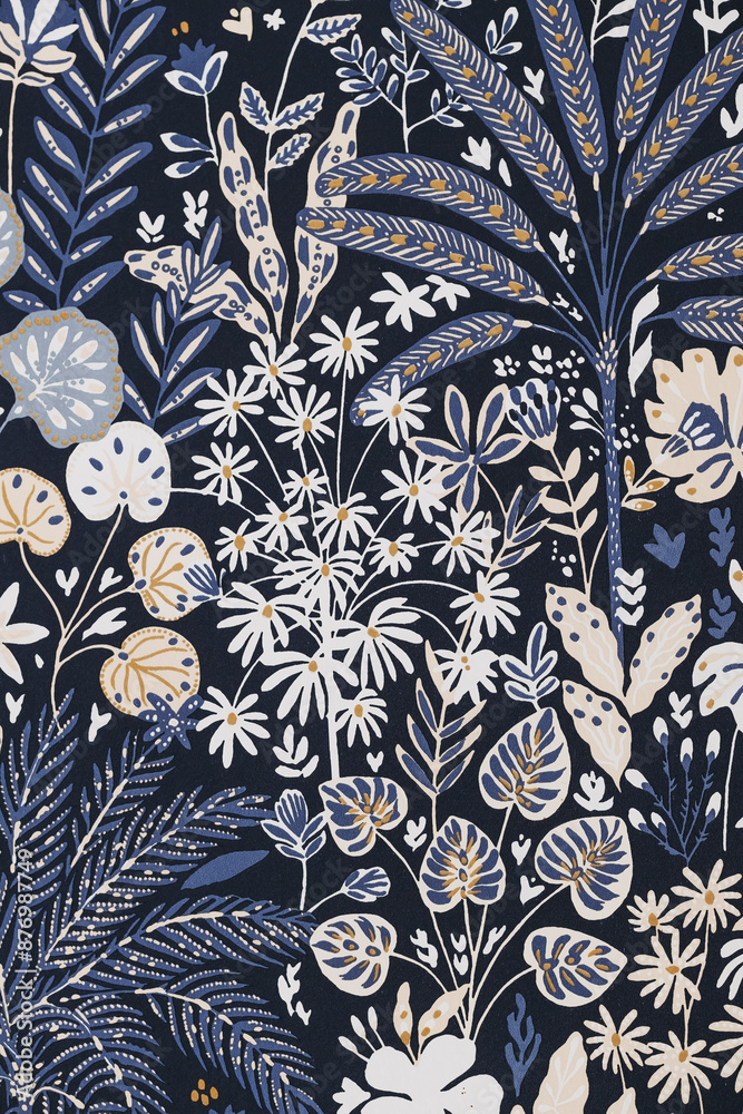Motif floral couleurs rétro sur papier - Arrière plan design graphique