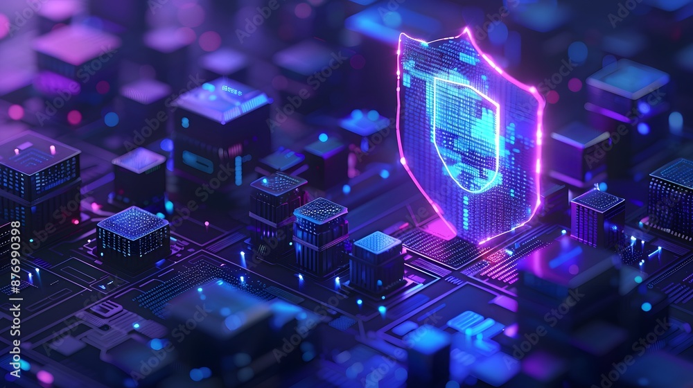 Fototapeta premium Digital Shield in a Cybersecurity Environment