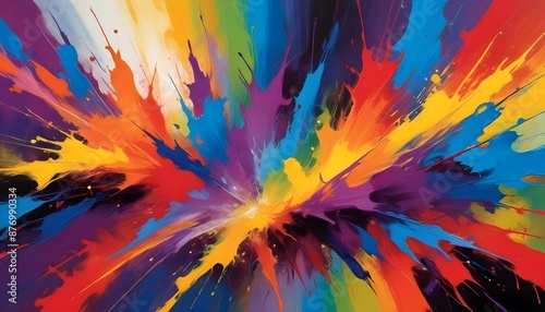 A vibrant and colorful abstract painting with bold brush strokes