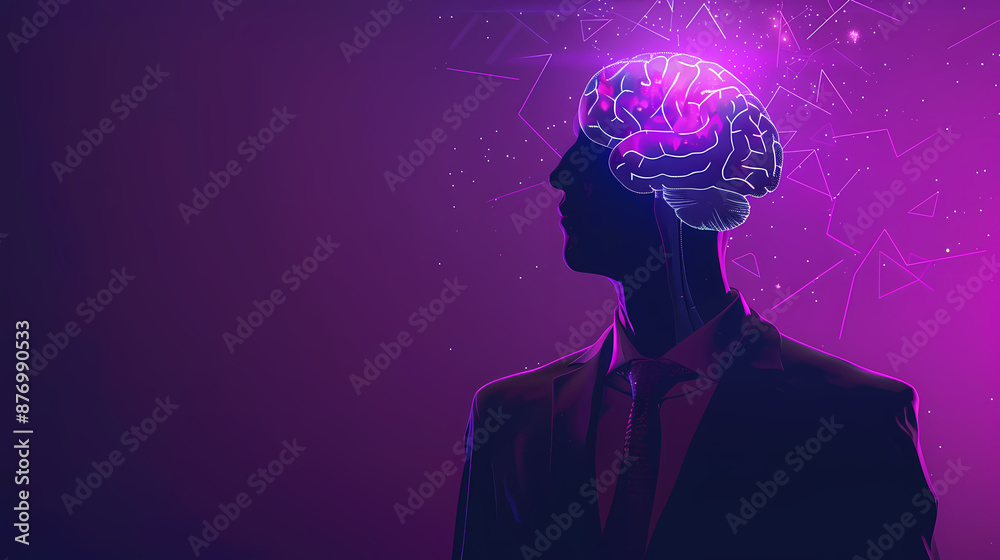Person with brain outline Person with brain outline