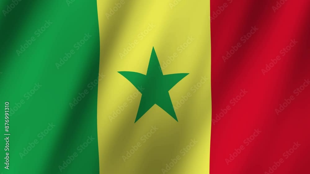 Graceful and Proud Senegal Flag Waves in the Wind