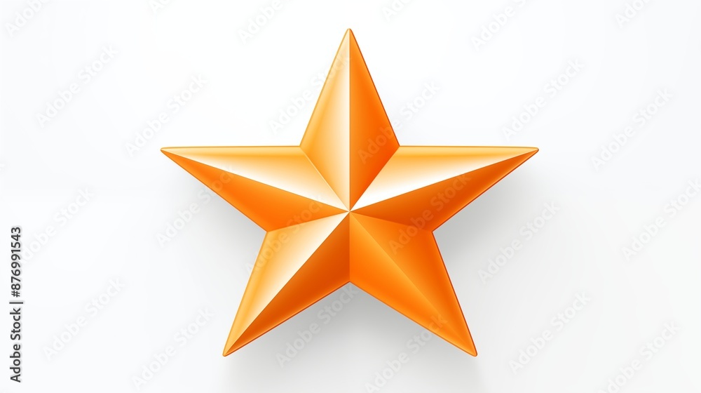 Fototapeta premium Golden Five-Pointed 3D Shiny Star Symbol