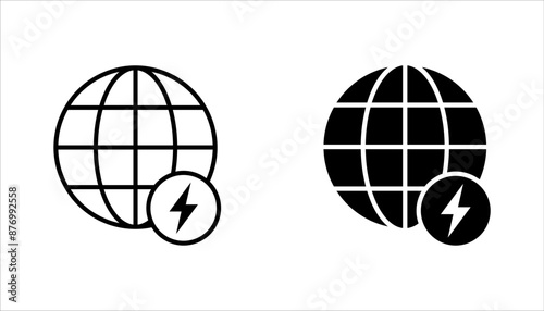 Electrical Earth Icon set, Earth Symbol sign design vector illustration on white background