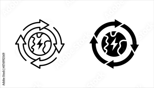 Electrical Earth Icon set, Earth Symbol sign design vector illustration on white background