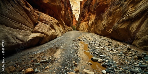 Wallpaper Mural A narrow canyon with a dirt road running through it Torontodigital.ca