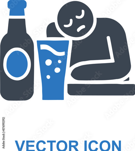 Person sleeping with drink icon