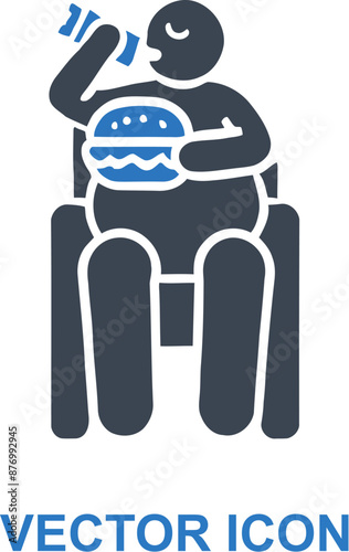 Person overeating junk food icon