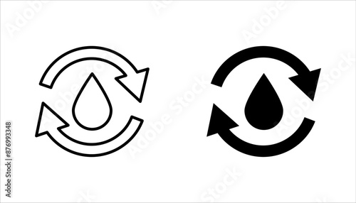 Skin hydration line outline icon set, vector illustration on white background