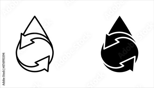 Skin hydration line outline icon set, vector illustration on white background