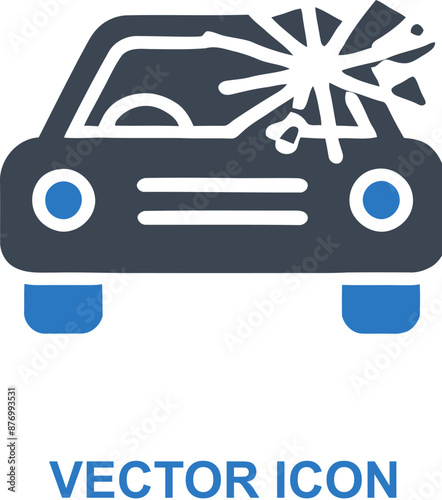 Car with broken windshield icon