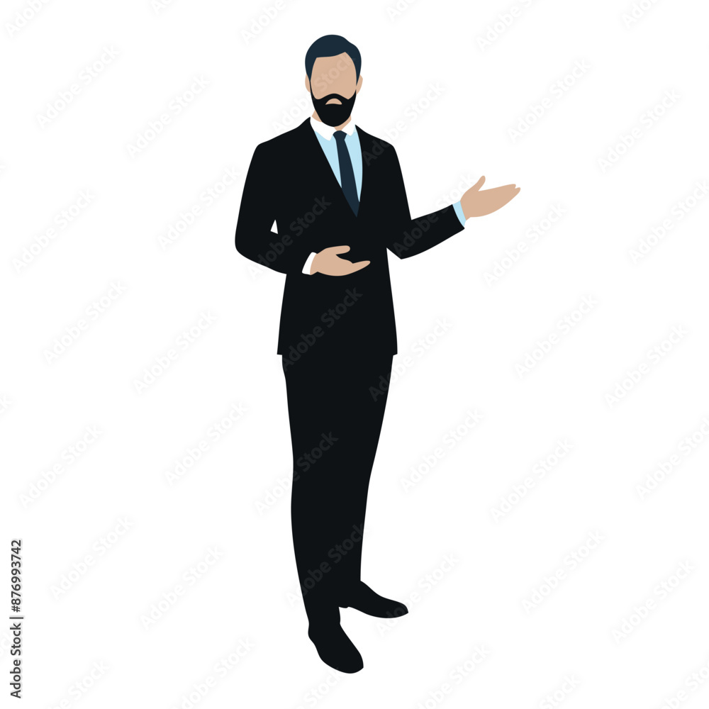 a business man at a presentation. vector black color silhouette a business man at a presentation. vector black color silhouette