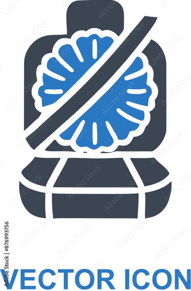 Car seat with airbag deployed icon Car seat with airbag deployed icon