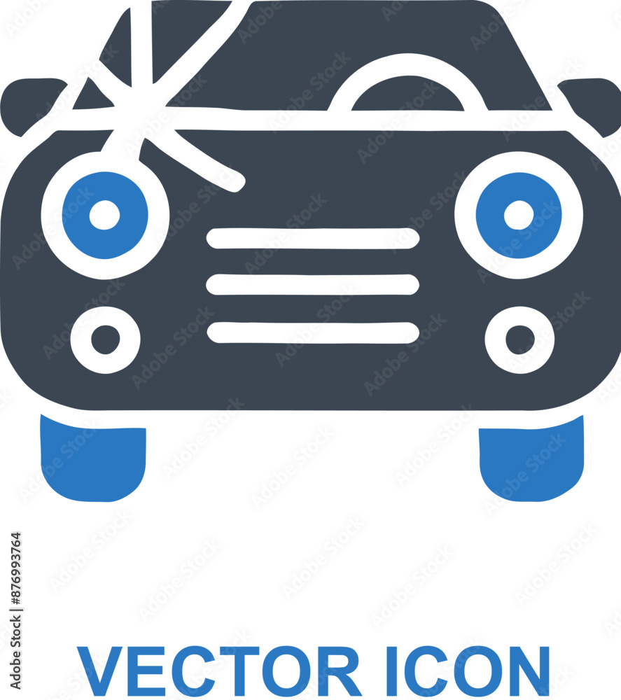 Car with broken windshield icon Car with broken windshield icon