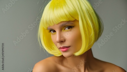 woman with yellow hair and makeup