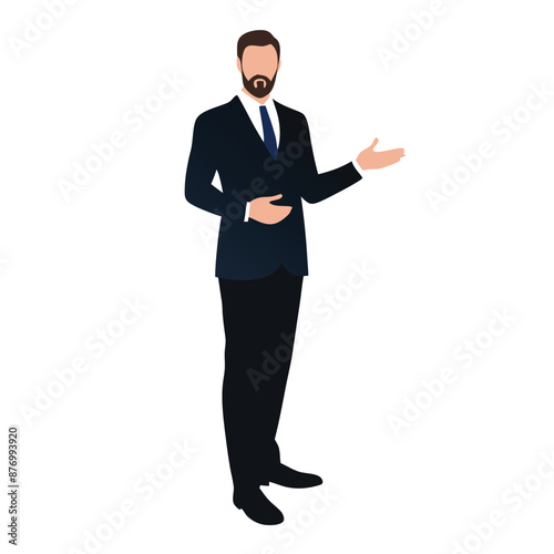 a business man at a presentation. vector black color silhouette 