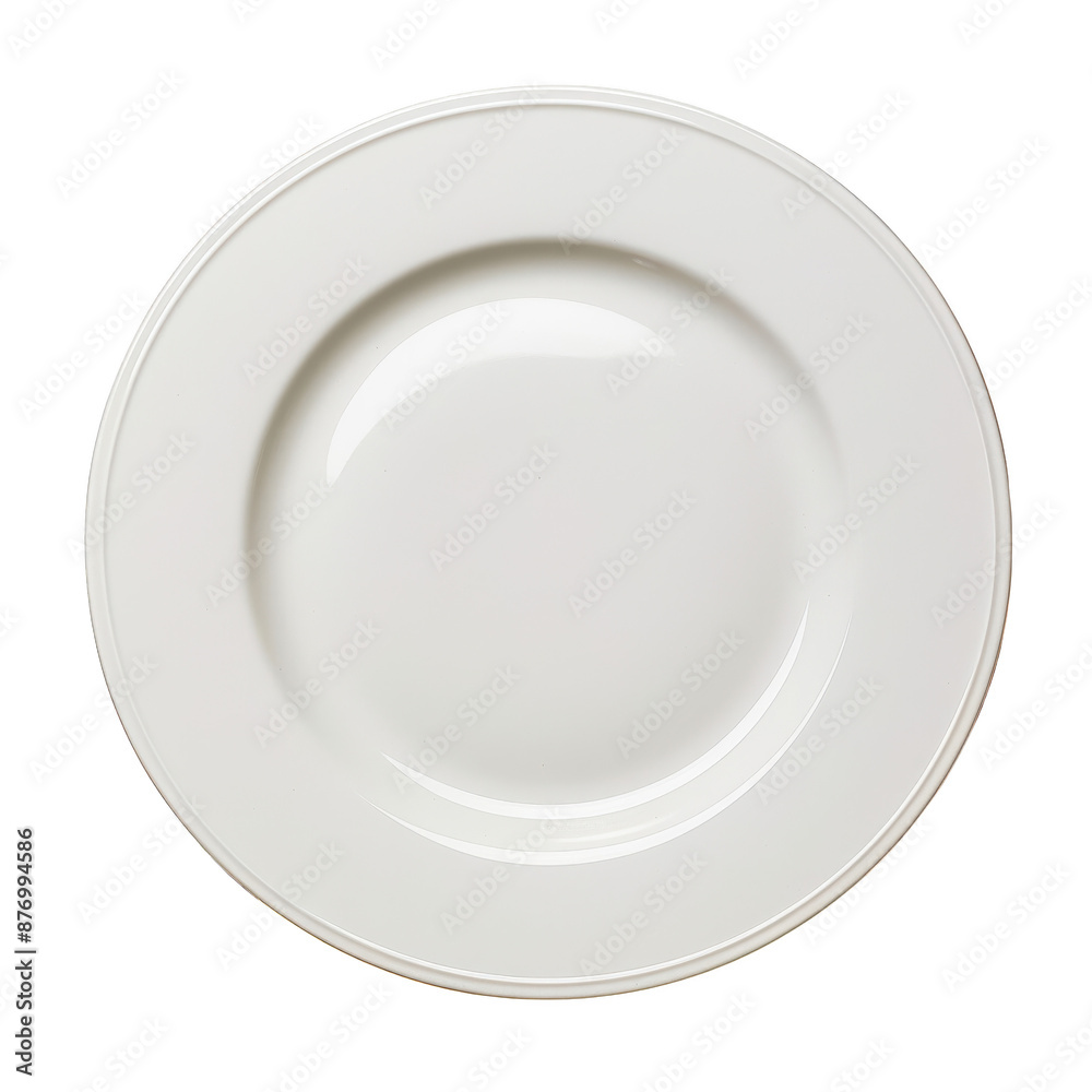Top view of a plain white porcelain dinner plate against a white background. Perfect for minimalist and culinary designs. Top view of a plain white porcelain dinner plate against a white background. Perfect for minimalist and culinary designs.