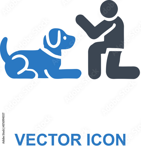 Person training dog to lie down icon