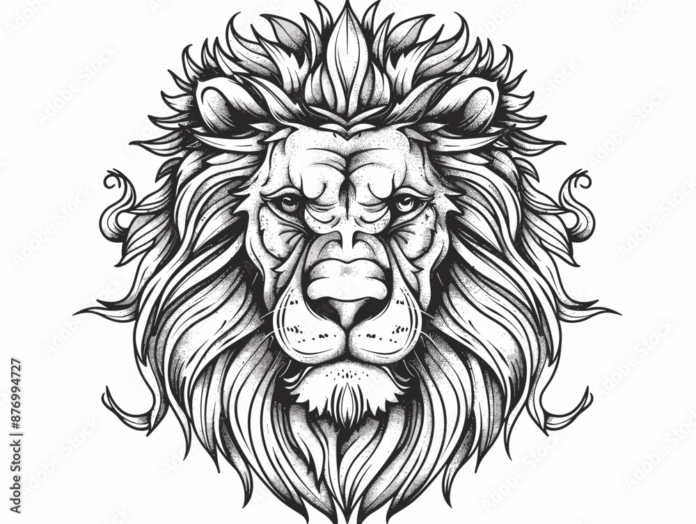 Obraz premium A lion with a fierce look on its face. The lion is the main focus of the image