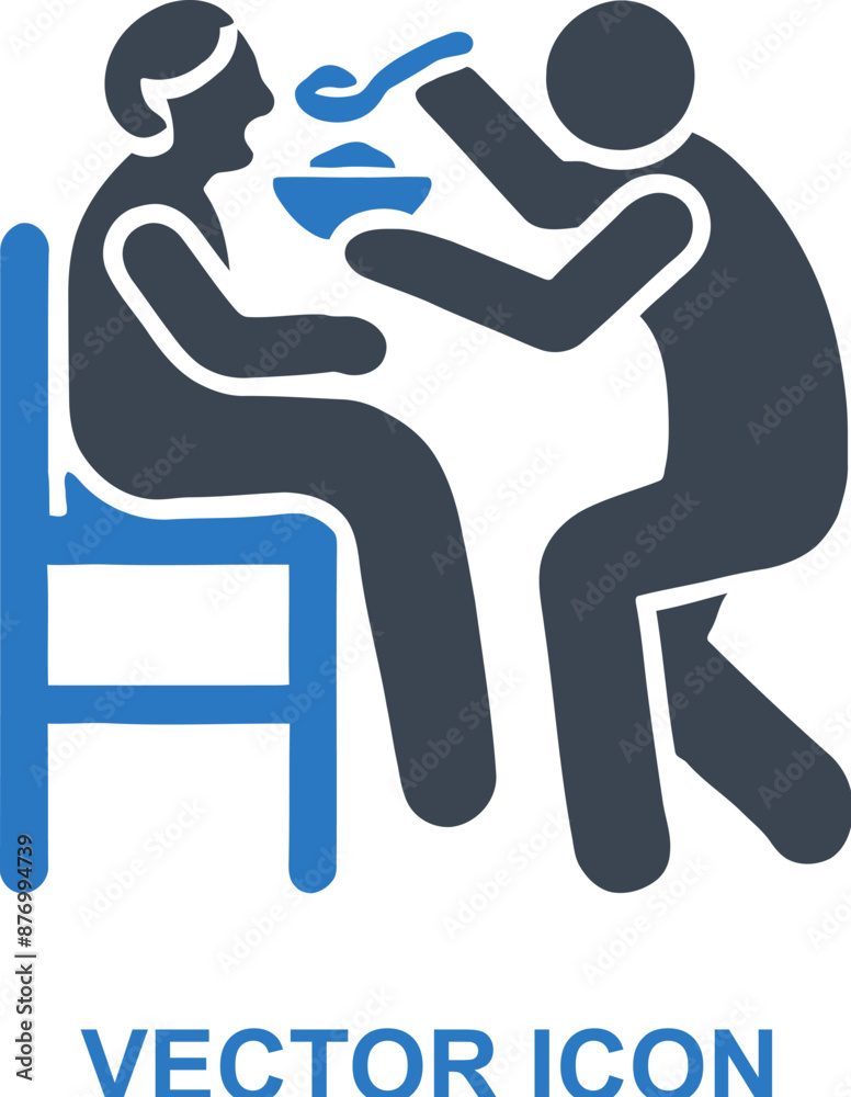 Elderly being fed by caregiver icon Elderly being fed by caregiver icon
