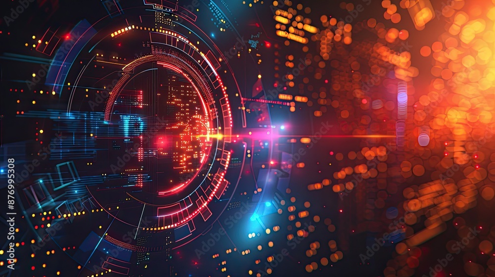 Obraz premium technology background and abstract digital tech circle