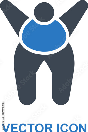 Overweight person raising arms in celebration icon