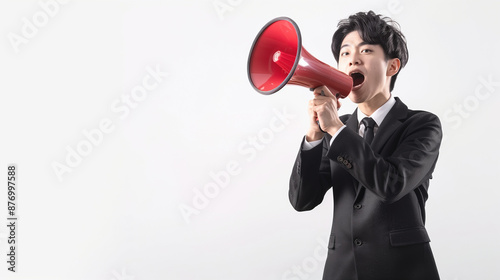 Japanese businessman shouti...
