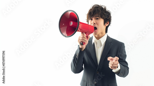 Japanese businessman shouti...