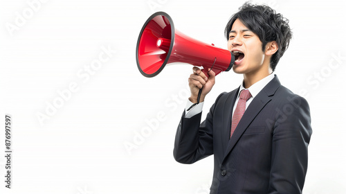 Japanese businessman shouti...