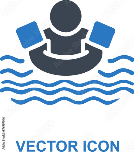 Child with floaties in the pool icon