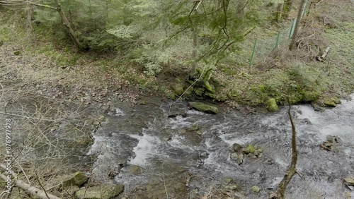 The water is seething on the river rapids. mountain river. Raging mountain river. photo