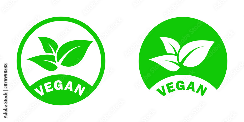 Vector illustration of vegan leaf icons in green, perfect for vegan and organic product designs. Vector illustration of vegan leaf icons in green, perfect for vegan and organic product designs.