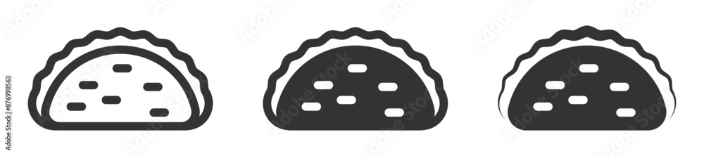 Vector illustration of a taco icon in outline and filled styles. Vector illustration of a taco icon in outline and filled styles.