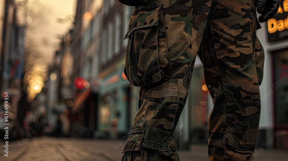 Camouflage Pants in City Setting Camouflage Pants in City Setting