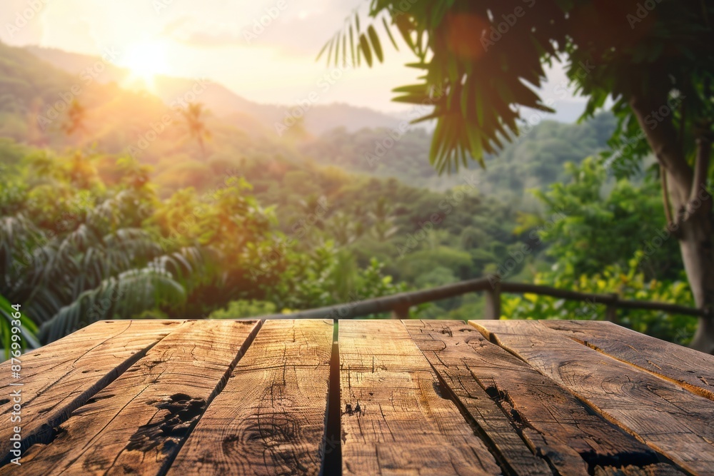 Empty top of wooden table or counter with nature background. For product display Empty top of wooden table or counter with nature background. For product display