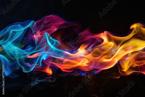 Flames in Red Blue and Yellow hues on a black background
