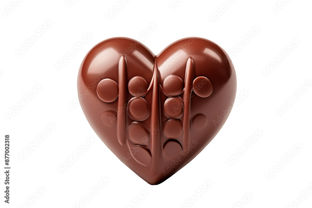 A Delicate Chocolate Heart With Intricate Floral Design on a White or Clear Surface PNG Transparent Background. A Delicate Chocolate Heart With Intricate Floral Design on a White or Clear Surface PNG Transparent Background.