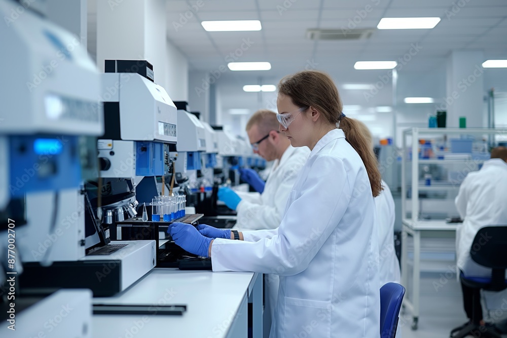 A scientist in a laboratory, focused and equipped, conducting medical research with precision and dedication A scientist in a laboratory, focused and equipped, conducting medical research with precision and dedication