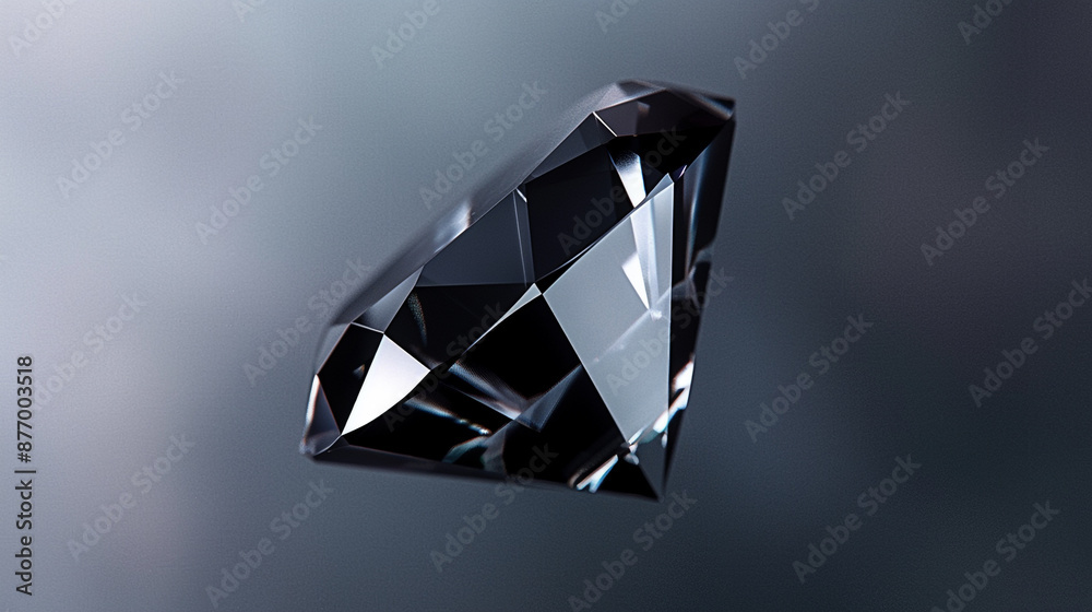 Minimal 3D render of a floating diamond shape on a solid jet black background .