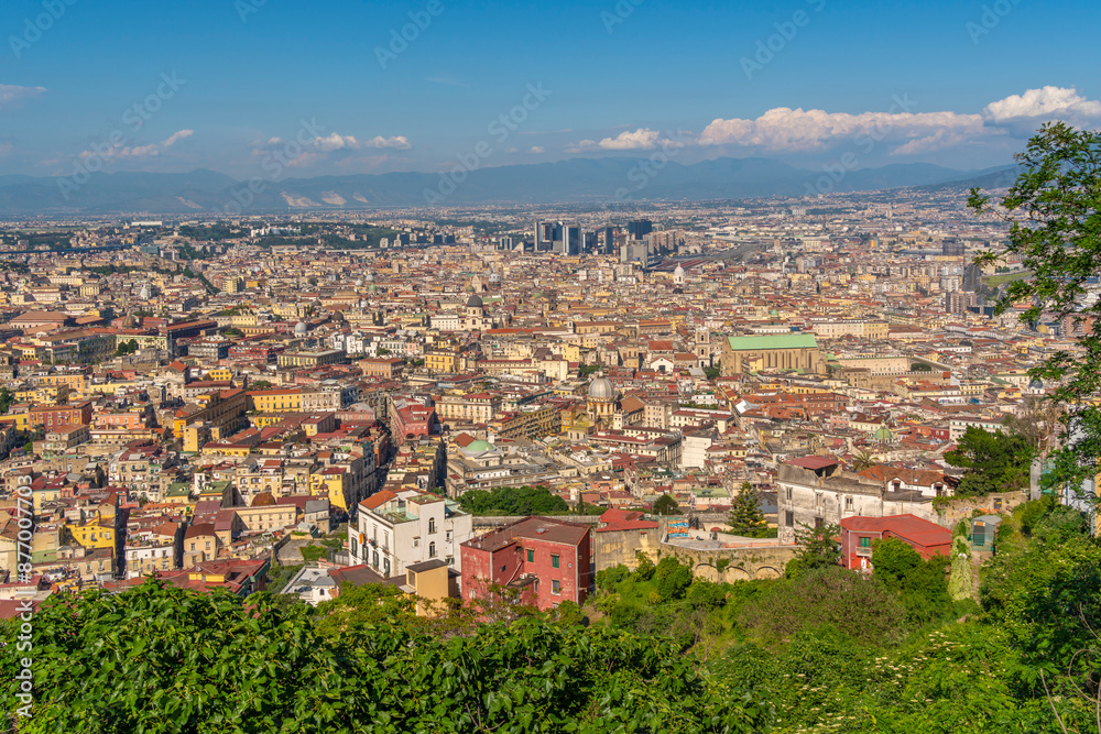 Elevated view of Naples skyline from Castel Sant'Elmo, Naples, Campania, Italy, Europe Elevated view of Naples skyline from Castel Sant'Elmo, Naples, Campania, Italy, Europe