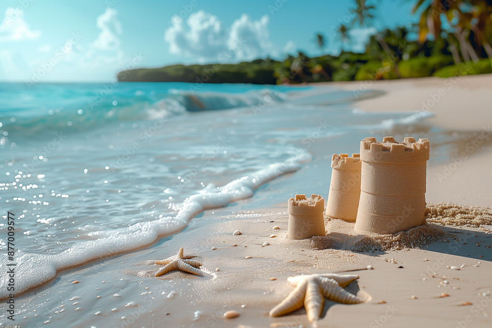 A sand castle on a tropical beach A sand castle on a tropical beach