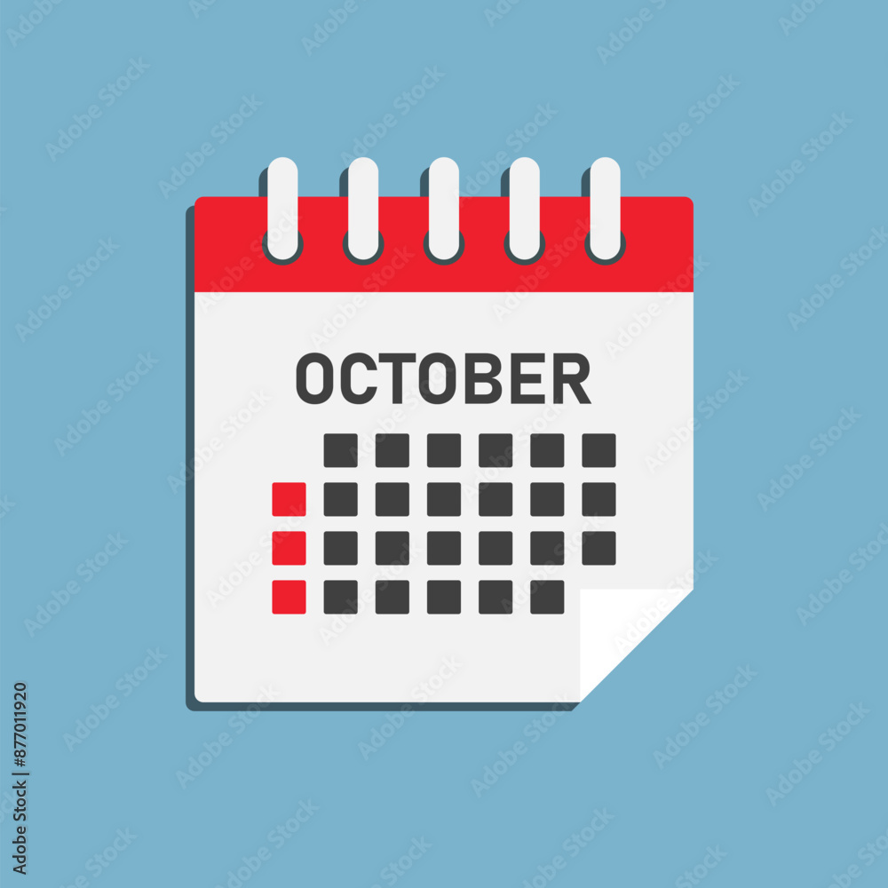 Vector template icon page calendar, month October Vector template icon page calendar, month October