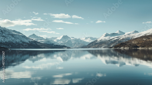 The view of the lake, surrounded by snow-covered peaks, blends into the winter landscape, offering a view that delights with its beautiful and unspoilt nature.