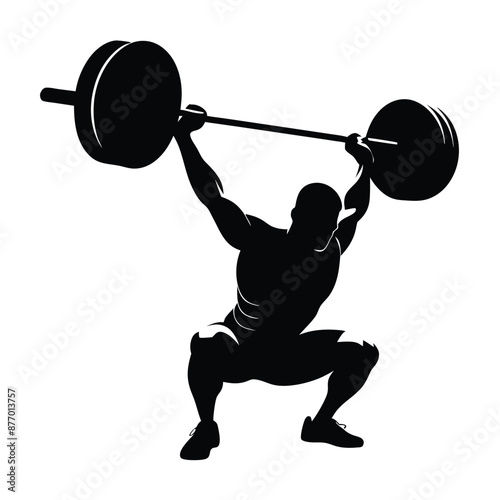 a weightlifter lifting a big barbell. vector  illustration