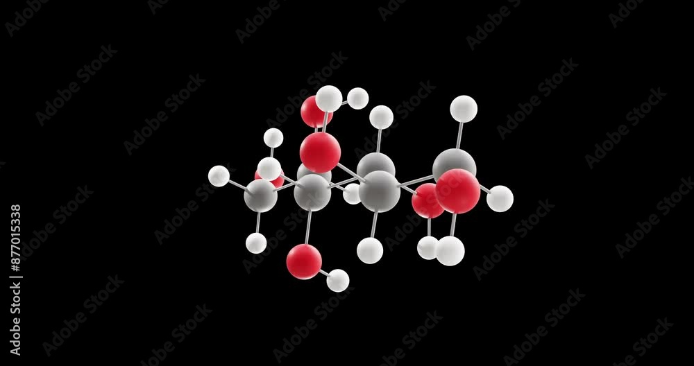 Mannitol molecule, rotating 3D model of e421, looped video on a black background Mannitol molecule, rotating 3D model of e421, looped video on a black background
