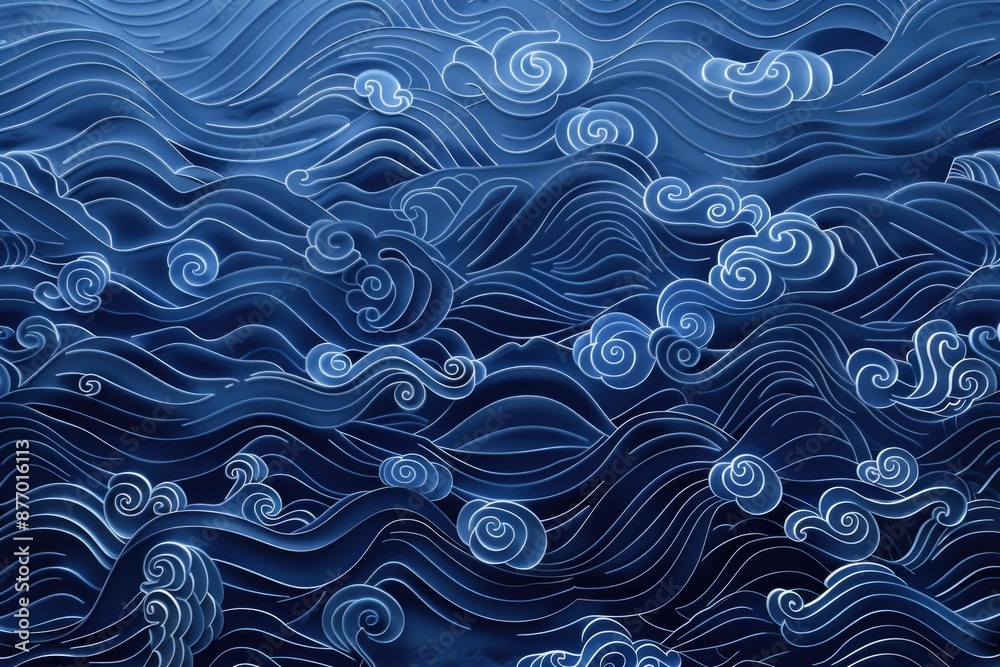 Wave Pattern on Blue Background Wave Pattern on Blue Background