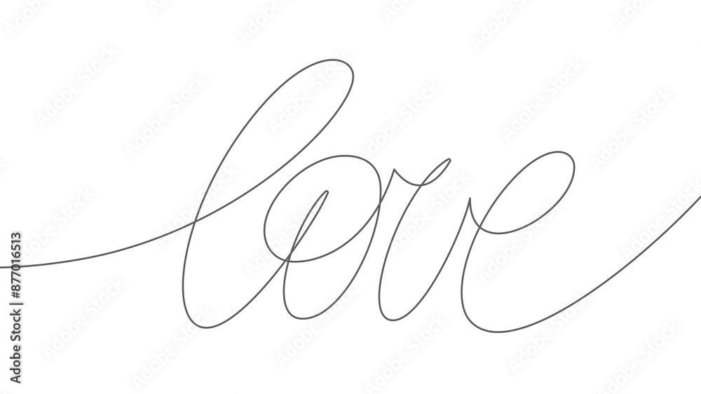 Love word. One line self-drawing animation. Continuous one line art drawing style. Black lines on a white background. Love word. One line self-drawing animation. Continuous one line art drawing style. Black lines on a white background.