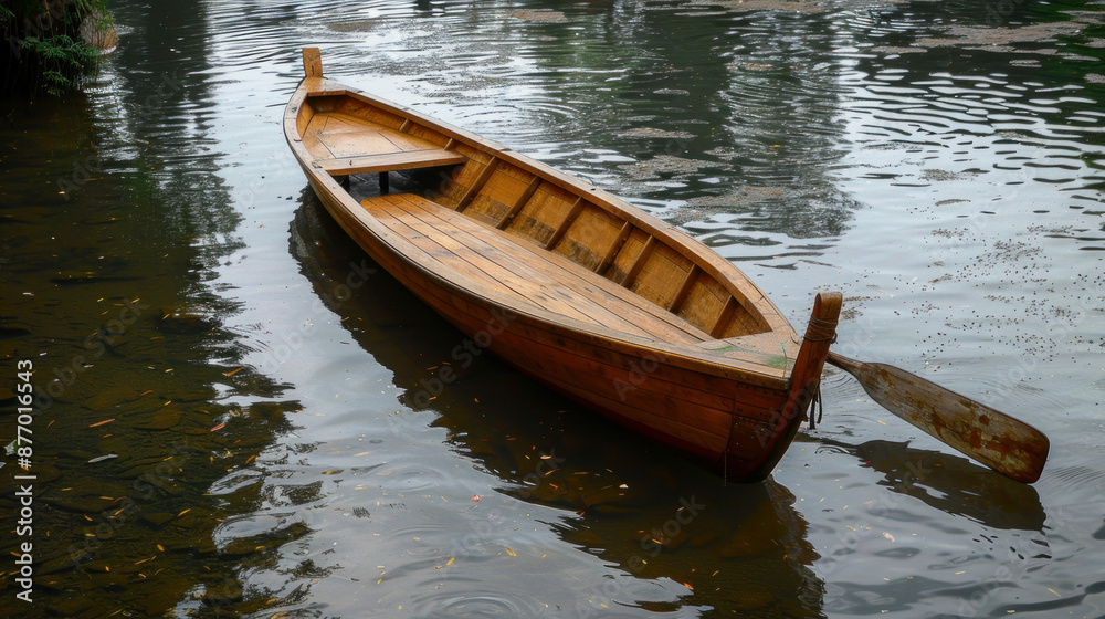 Traditional wooden boats in Asia often use a long, narrow steering oar instead of a propeller. This design helps navigate shallow waters and allows for easy maneuverability.
