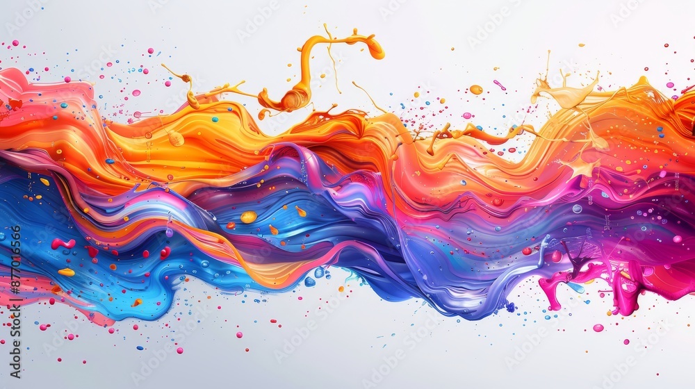 Vibrant swirl of multicolored paint splashes creating a dynamic, fluid pattern. Cartoon illustrations vectors Generative AI Vibrant swirl of multicolored paint splashes creating a dynamic, fluid pattern. Cartoon illustrations vectors Generative AI